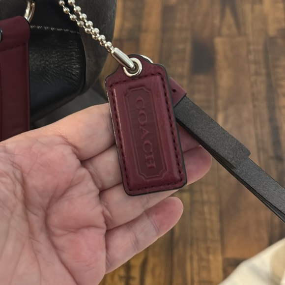 COACH Park Bag Quilted Leather & suede Hobo Shoulder color block Maroon black - Picture 11 of 16